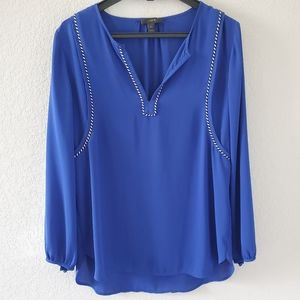 J Crew rope detail blue longsleeve blouse
